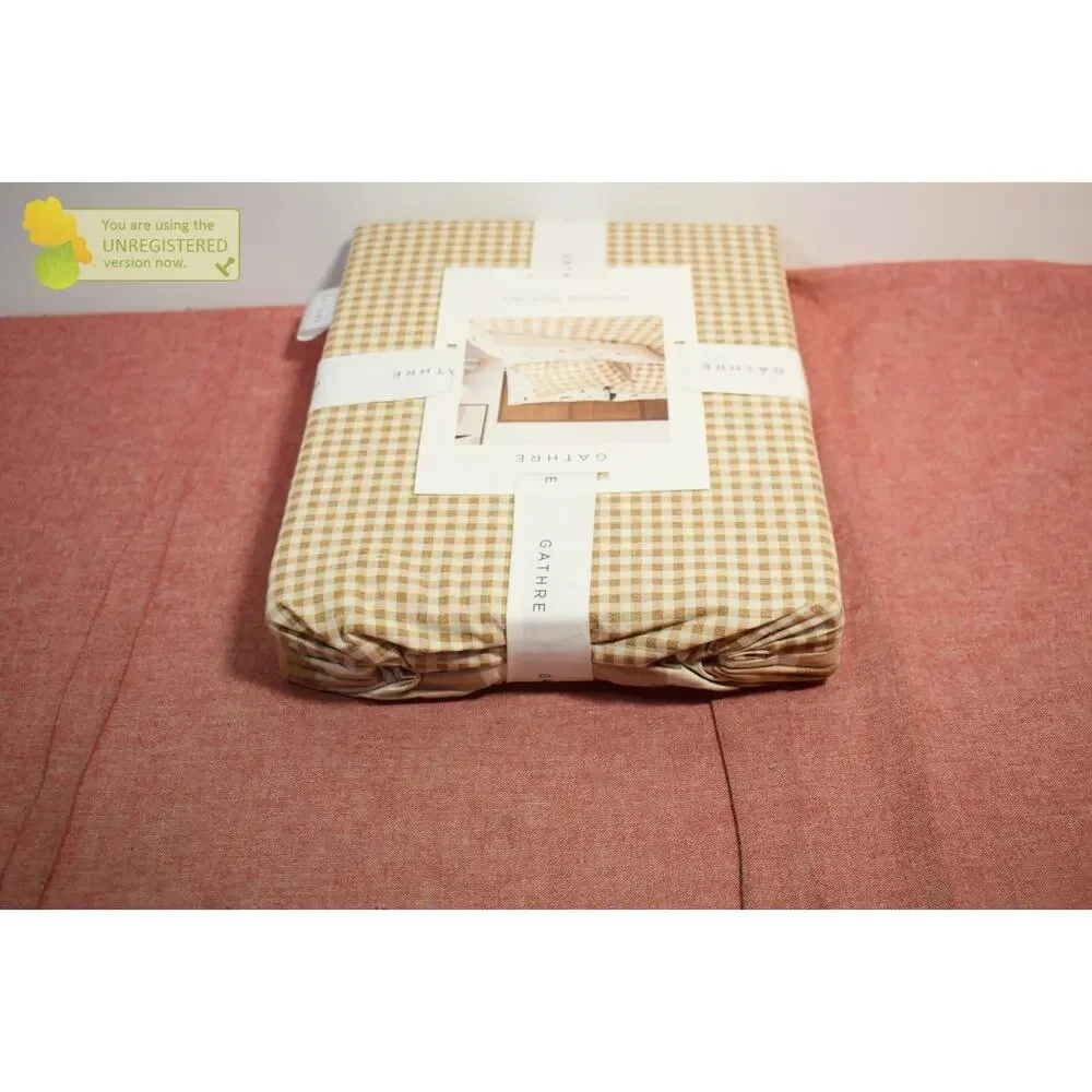 Gathre Khaki Gingham Reversible Duvet Set Twin